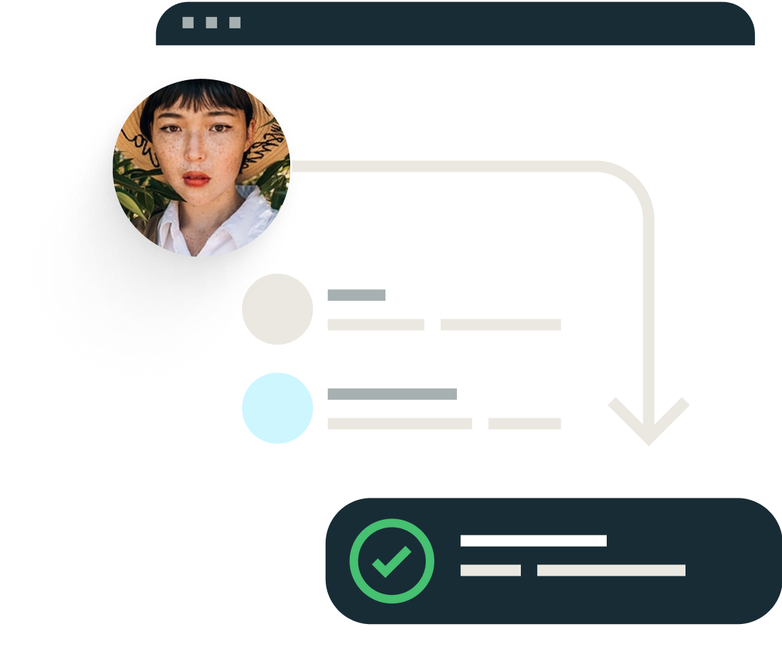 User interface design featuring a person’s profile image, text fields for information input, and a confirmation button, illustrating the online application process for passport services.