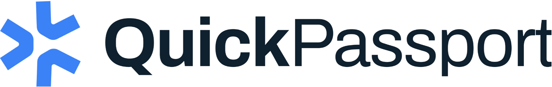 QuickPassport logo featuring a blue symbol and dark text, representing immigration consultancy services for U.S. travel applications.